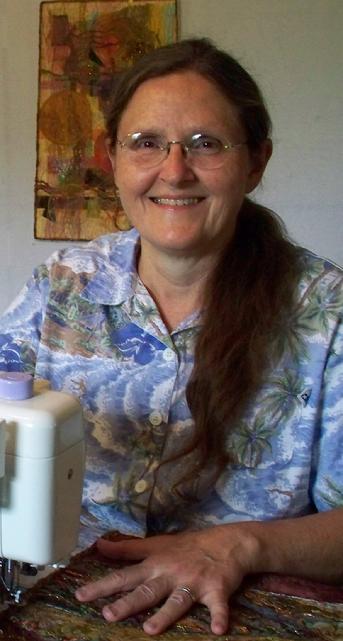 Wendy Read at her sewing machine in her studio